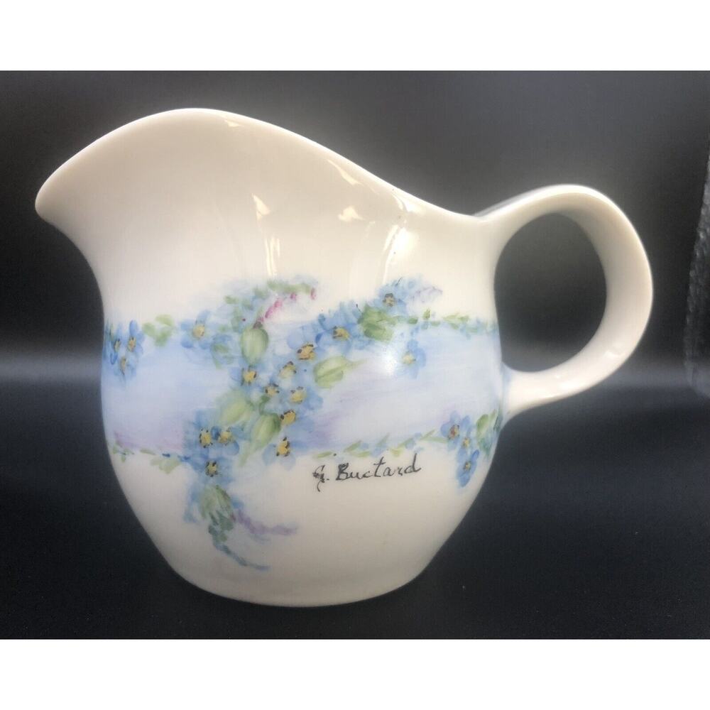 Vintage Shenango Ceramic Creamer Peter Terris Floral Painted Signed G. Bustard